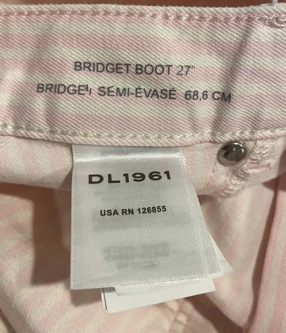 DL 1961 Jeans Briget Boot High Rise Instasculp Crop Pink Cream Stripe Size 28 - Picture 5 of 6